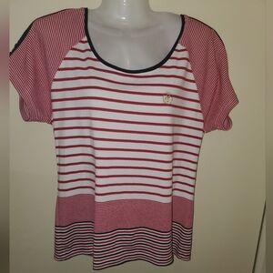 Red and White Fitted Short Sleeve T-Shirt